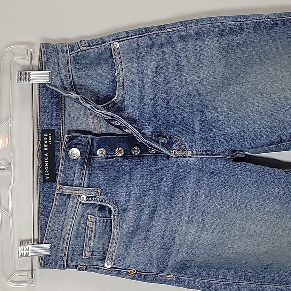 Veronica Beard Slim Straight Cut offs Button Fly Jeans Crop - Picture 4 of 9